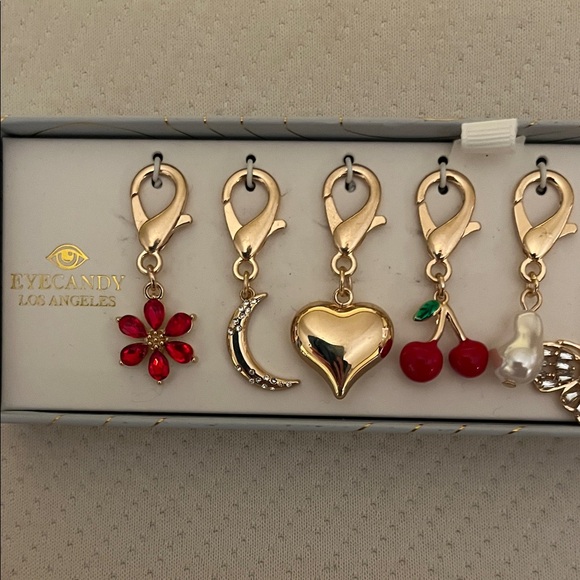 NIB Eyecandy Gold and Red Blingy Shoe Charms Set 8pcs - Picture 2 of 6